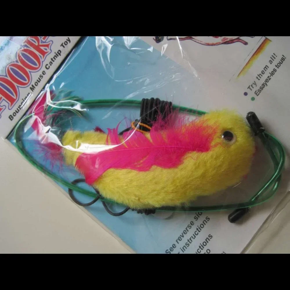 Spot Spotnips A-Door-able Bouncing Cat Nip Fun Toy Pink & Yellow Fish Mouse Bird